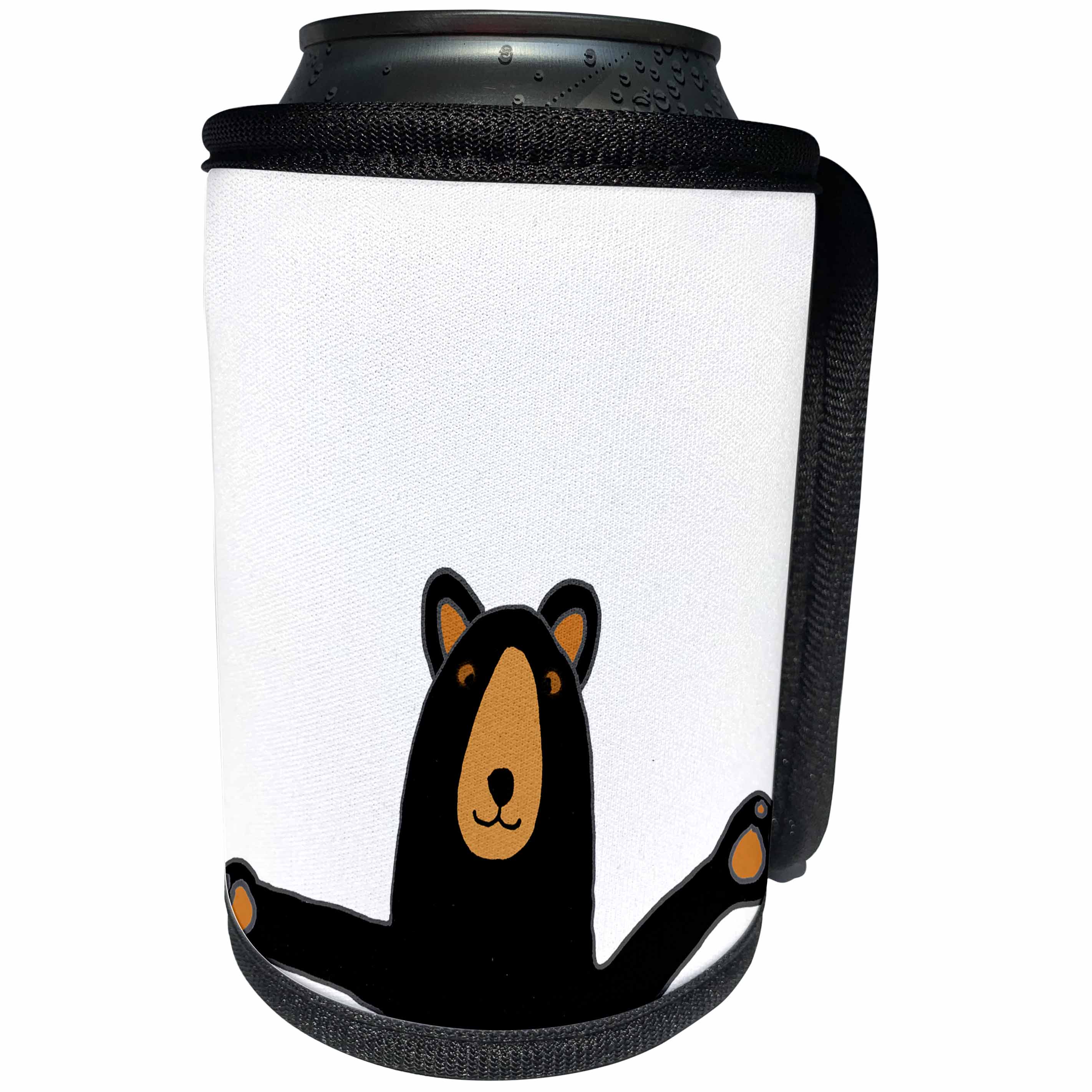 3dRose All Smiles Art Animals - Funny Cute Black Bear about to Hug - Can Cooler Bottle Wrap (cc_245412)