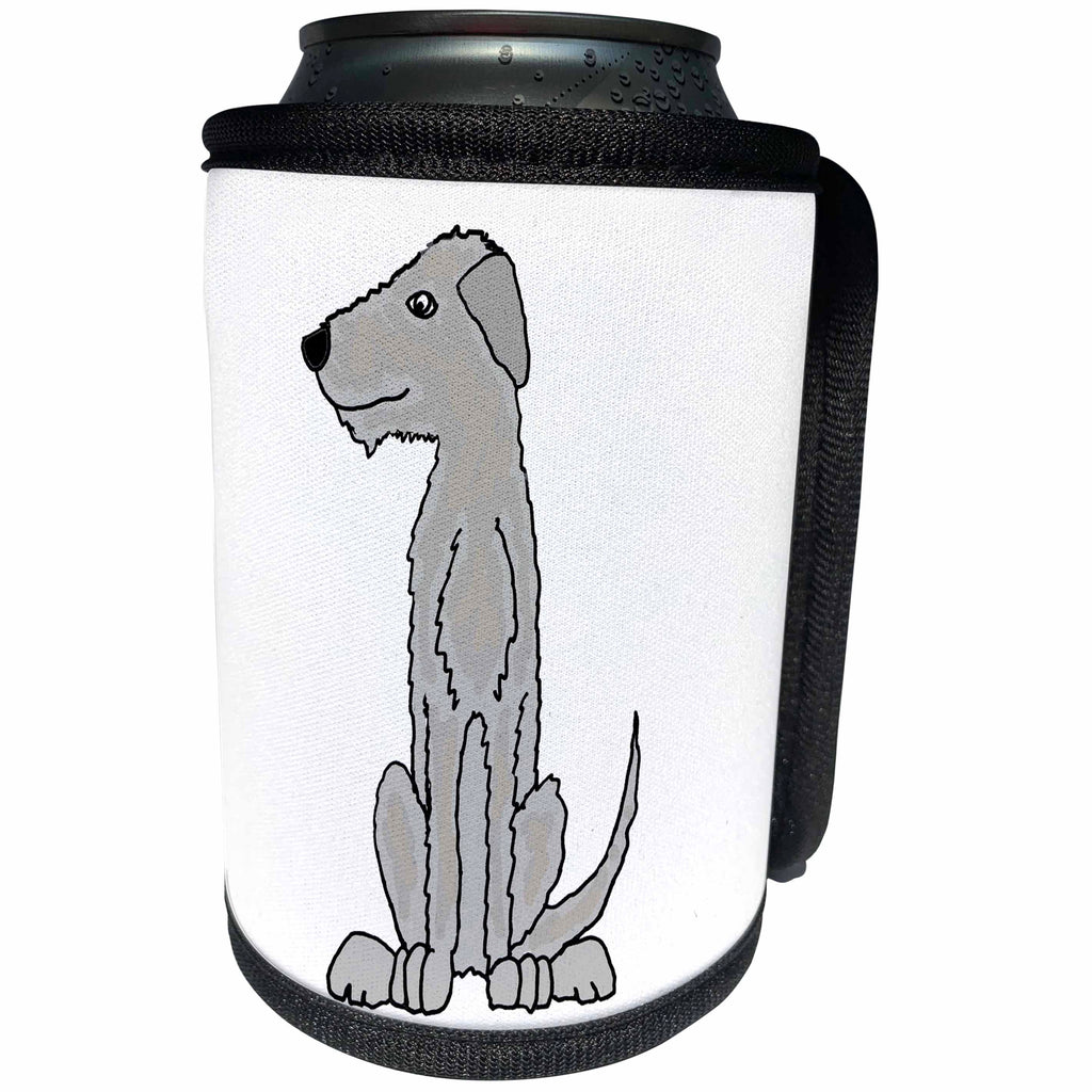 3dRose All Smiles Art Pets - Funny Cute Irish Wolfhound Puppy Dog Art - Can Cooler Bottle Wrap (cc_245419)