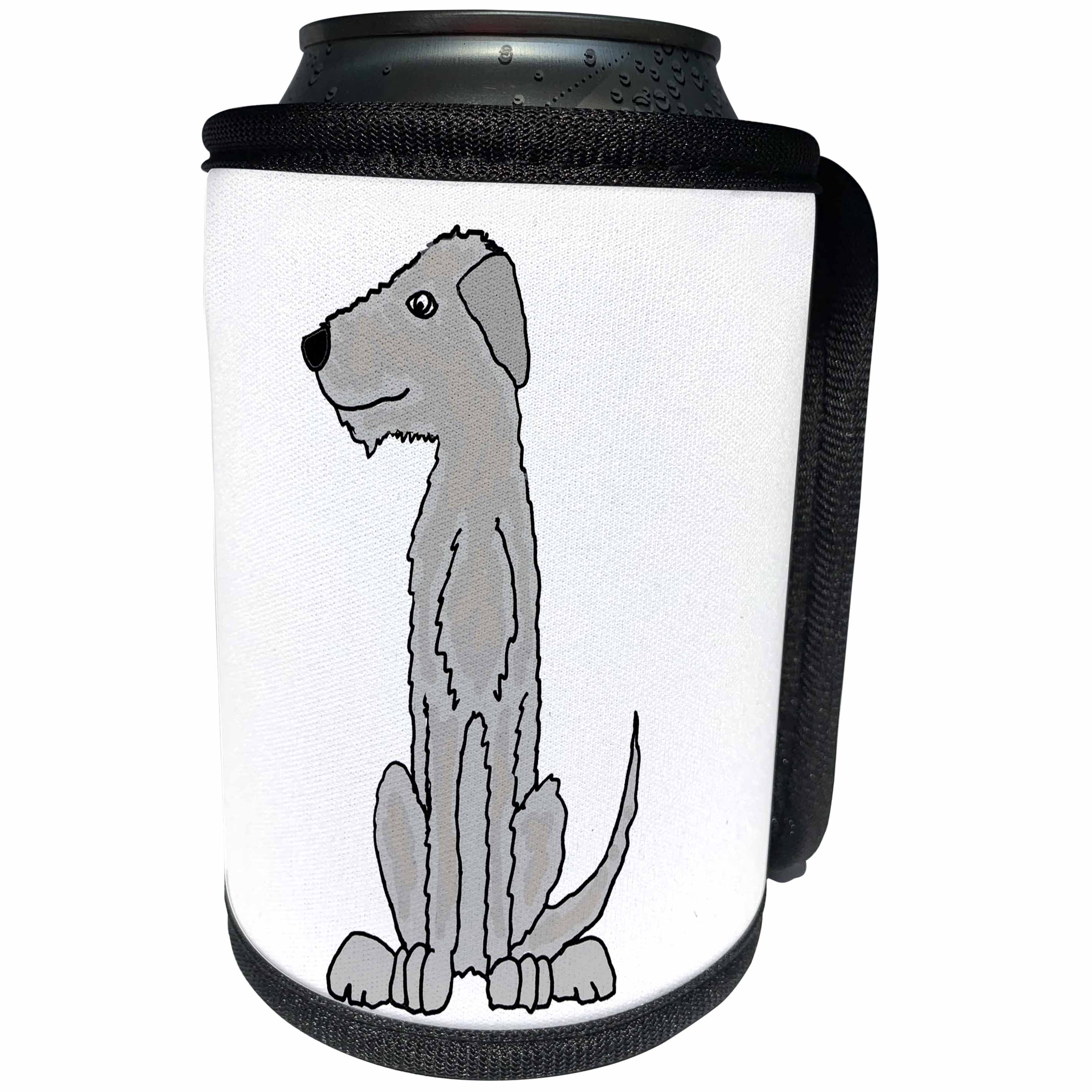 3dRose All Smiles Art Pets - Funny Cute Irish Wolfhound Puppy Dog Art - Can Cooler Bottle Wrap (cc_245419)