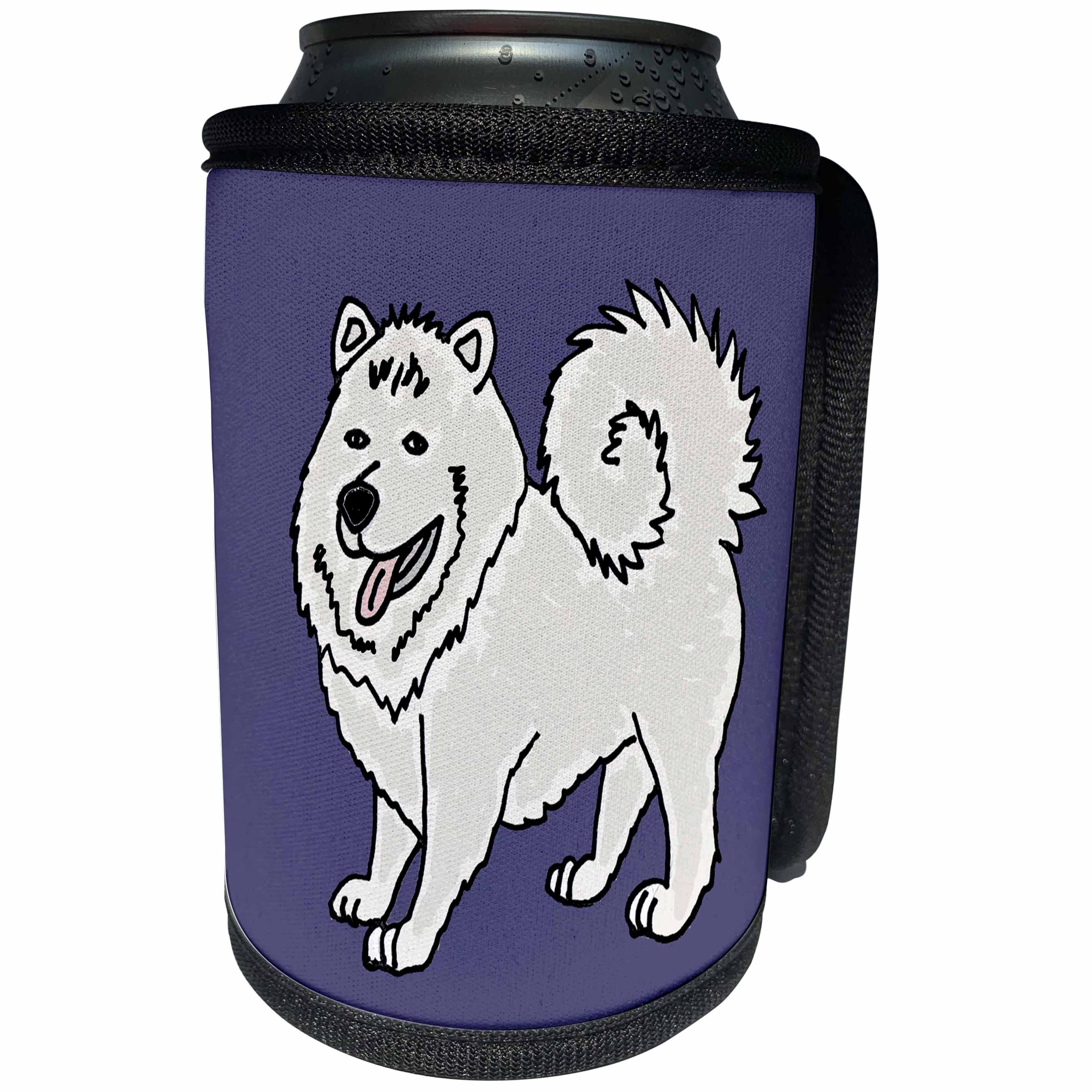 3dRose All Smiles Art Pets - Funny Cute Samoyed Husky Puppy Dog Art - Can Cooler Bottle Wrap (cc_245420)