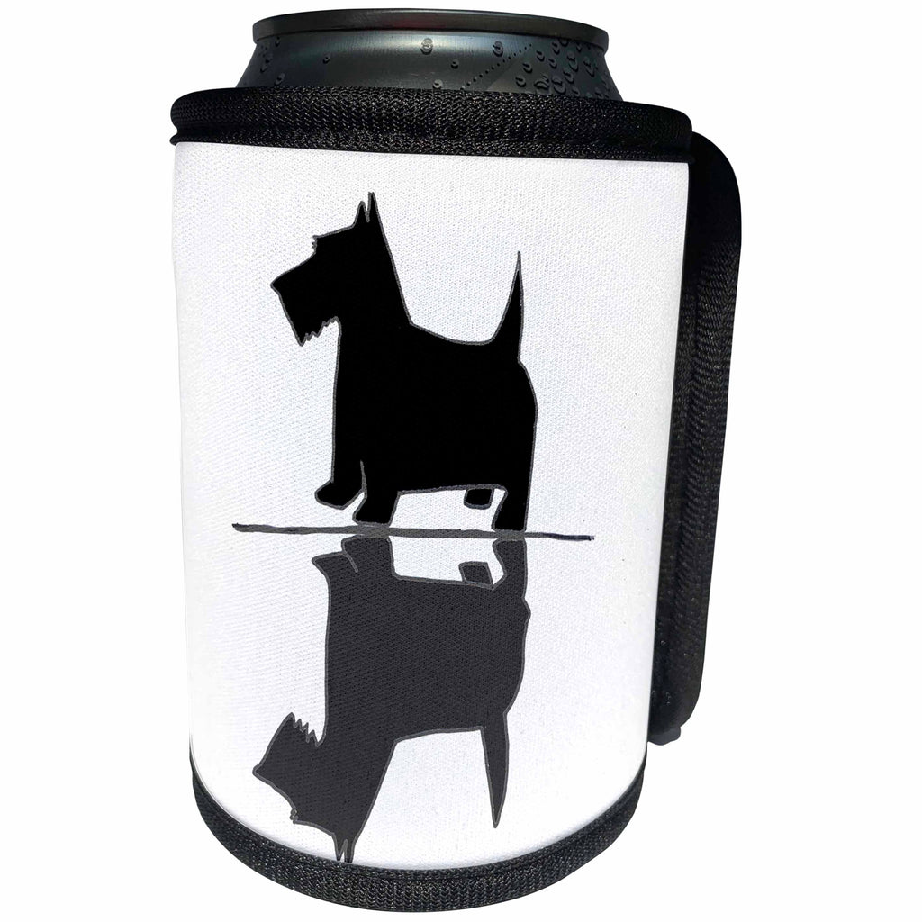3dRose All Smiles Art Pets - Funny Cute Artsy Scottish Terrier Dog and his Reflection Image - Can Cooler Bottle Wrap (cc_245425)