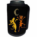 3dRose All Smiles Art Pets - Funny Dog and Tabby Cat Dancing in the Moonlight - Can Cooler Bottle Wrap (cc_245429)