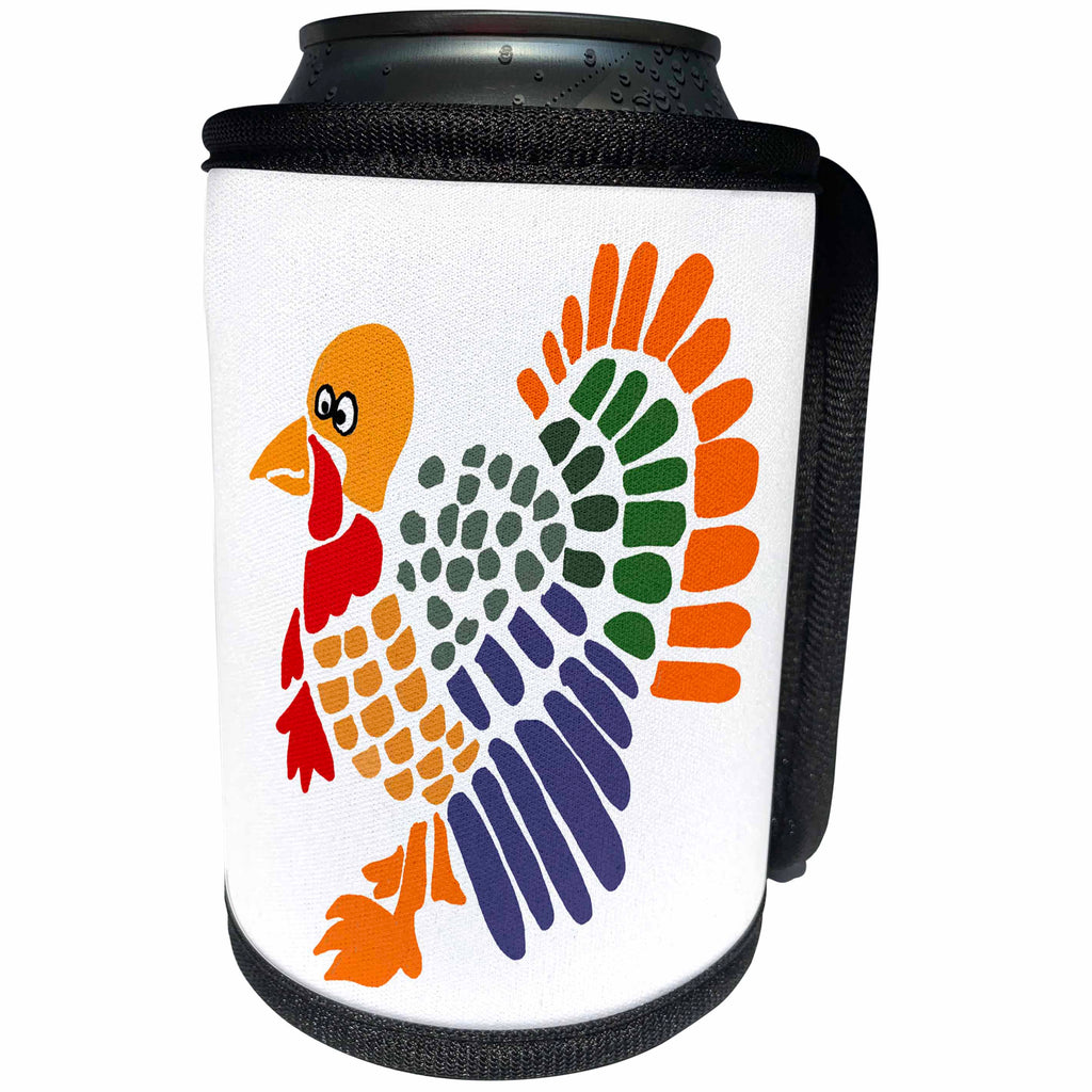 3dRose All Smiles Art Birds - Funny Artsy Colorful Turkey Bird Abstract Art - Can Cooler Bottle Wrap (cc_245434)