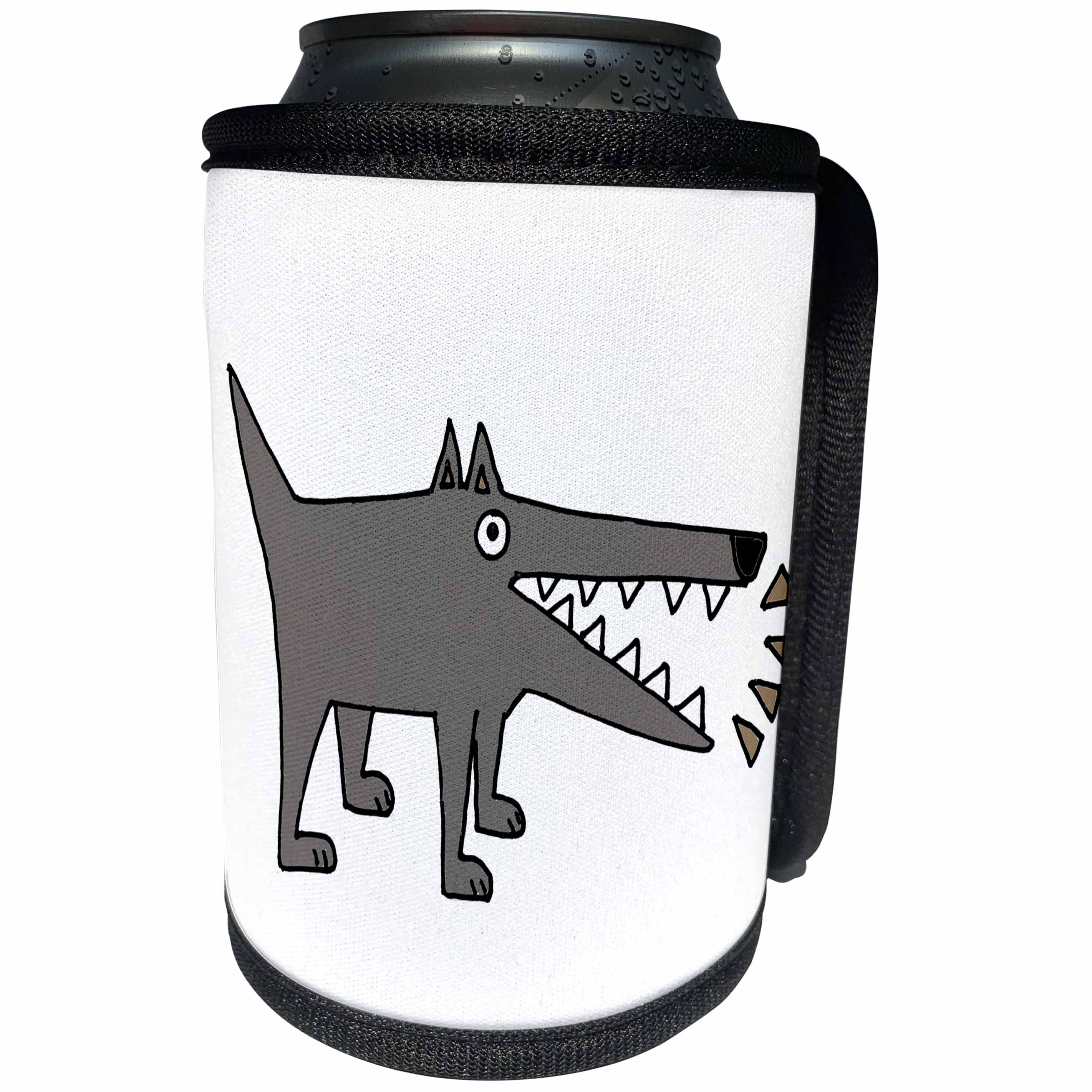 3dRose All Smiles Art Pets - Funny Cute Gray Watchdog Barking Cartoon - Can Cooler Bottle Wrap (cc_245438)