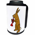 3dRose All Smiles Art Music - Funny Cute Brown Bunny Rabbit Playing Trumpet - Can Cooler Bottle Wrap (cc_245440)