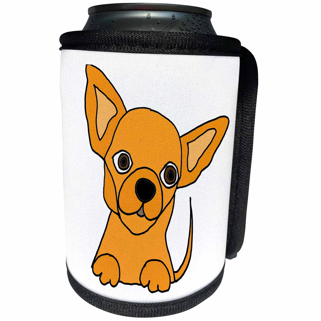 3dRose All Smiles Art Pets - Funny Cute Chihuahua Puppy Dog Cartoon - Can Cooler Bottle Wrap (cc_245441)