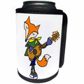 3dRose All Smiles Art Music - Funny Cool Red Fox Playing the Guitar - Can Cooler Bottle Wrap (cc_245449)