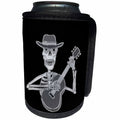 3dRose All Smiles Art Music - Funny Artistic Funky Skeleton Playing the Guitar - Can Cooler Bottle Wrap (cc_245450)