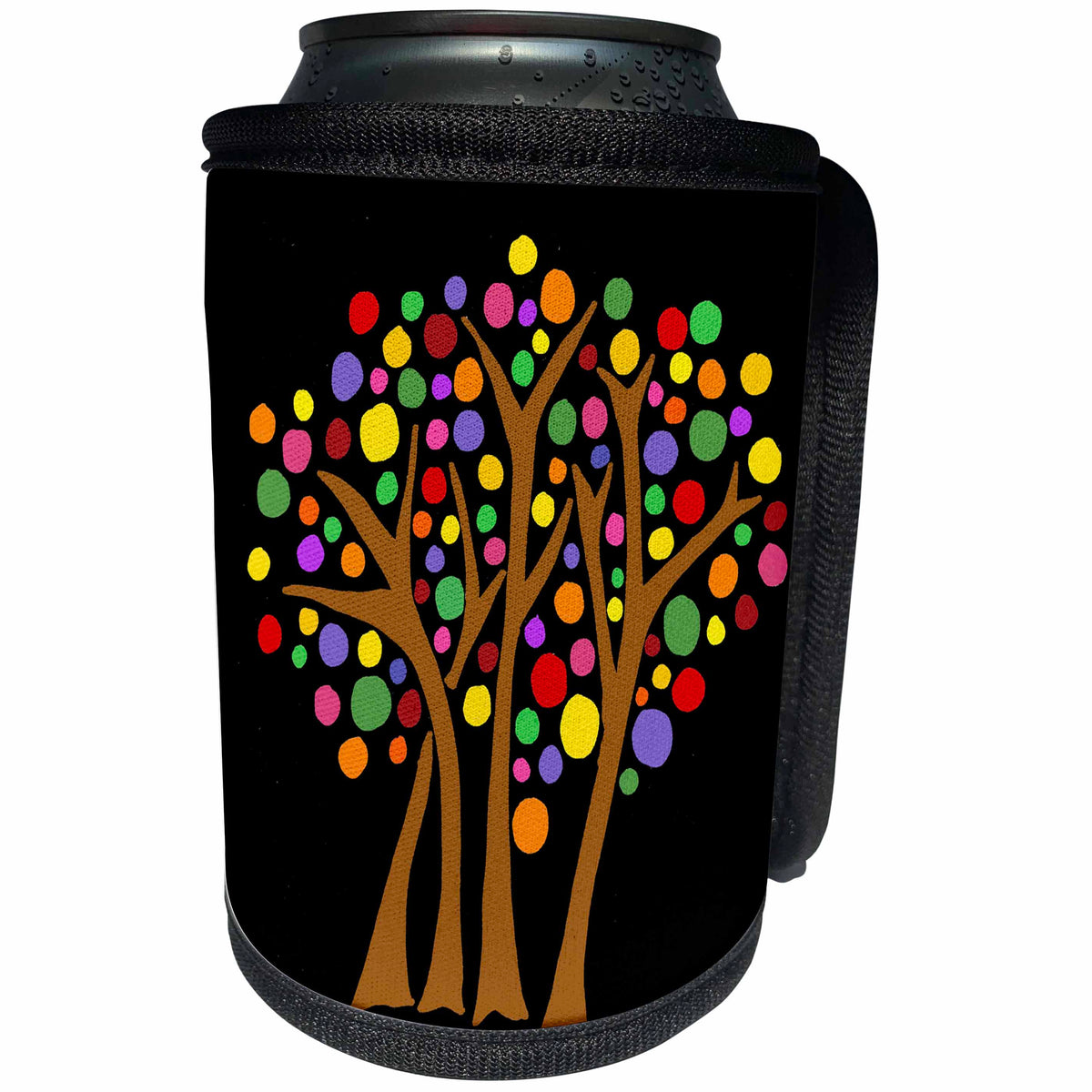3dRose All Smiles Art Abstract - Fun Artistic Colorful Trees Nature Abstract Art - Can Cooler Bottle Wrap (cc_245451)