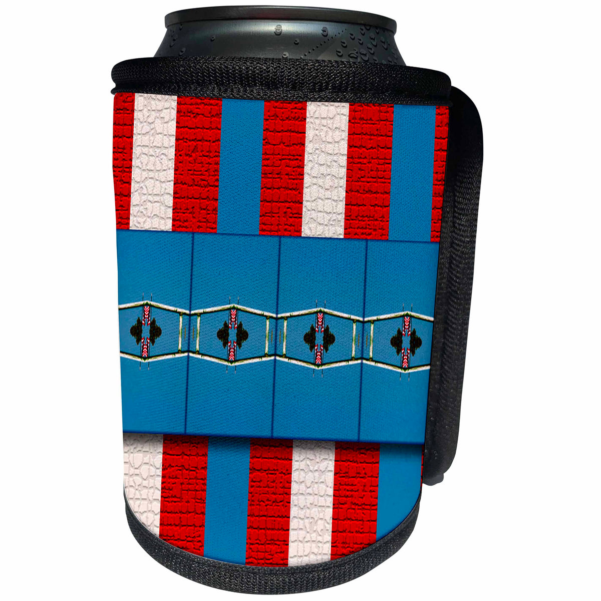 3dRose Jos Fauxtographee- Contemporary Patriotism - A Contemporary and patriotic layer photo with red and white with blue - Can Cooler Bottle Wrap (cc_245457)