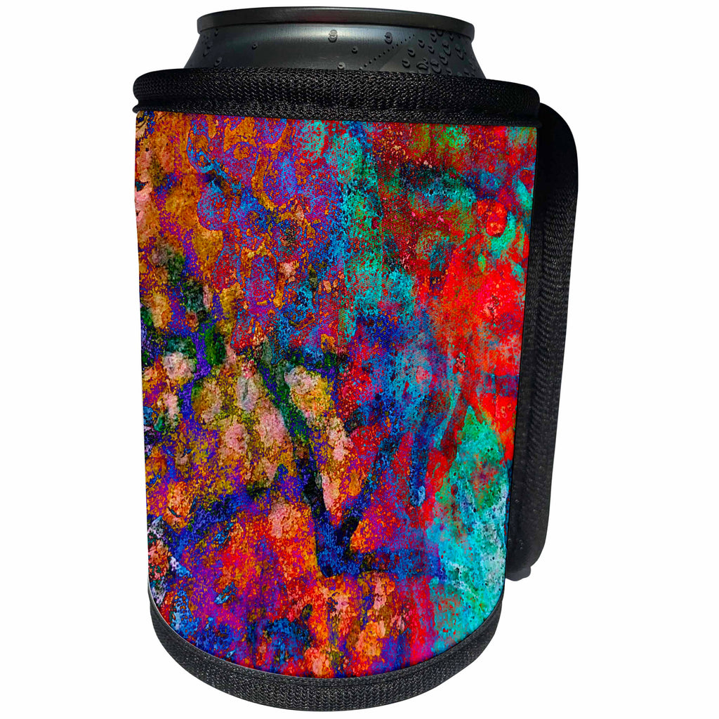 3dRose Cassie Peters Mixed Media - Colorful Abstract Snow - Can Cooler Bottle Wrap (cc_245658)
