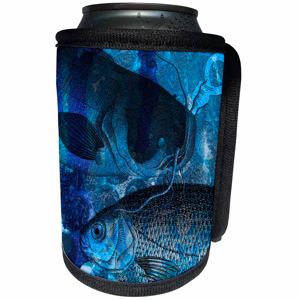 3dRose Cassie Peters Digital Art - Fishing Blues - Can Cooler Bottle Wrap (cc_245666)