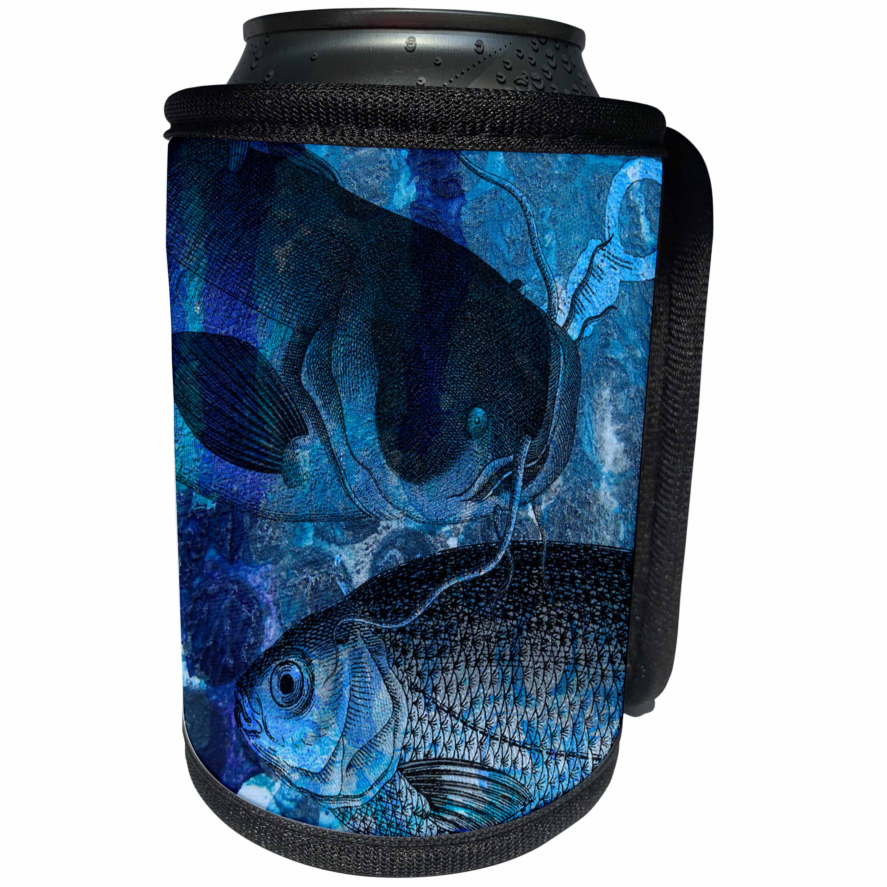 3dRose Cassie Peters Digital Art - Fishing Blues - Can Cooler Bottle Wrap (cc_245666)