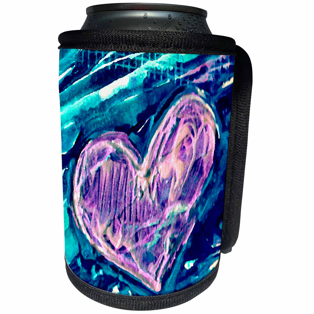 3dRose Cassie Peters Mixed Media - Heart Mixed Media - Can Cooler Bottle Wrap (cc_245668)