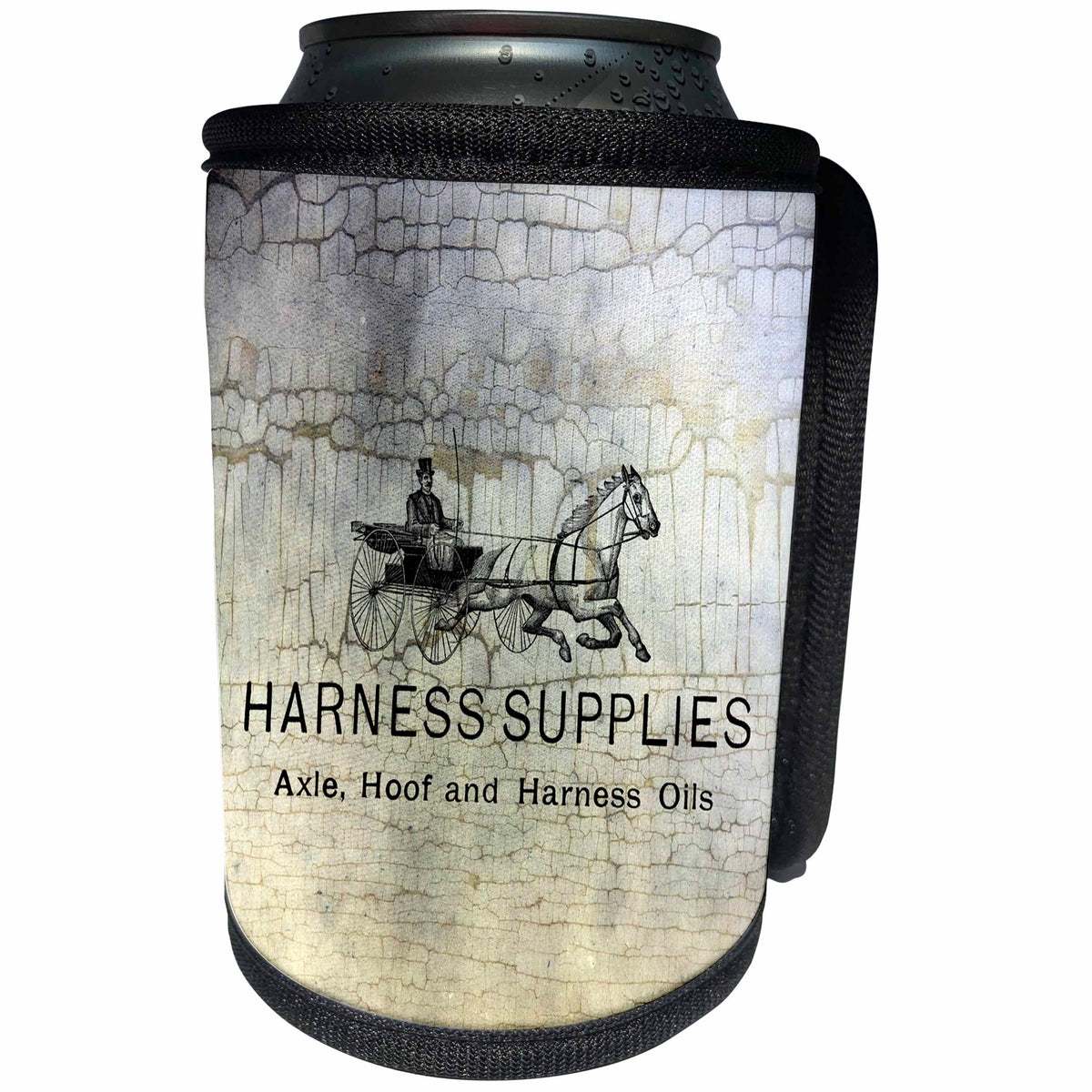 3dRose Cassie Peters Horses - Harness Supplies Vintage Grunge Digital Art - Can Cooler Bottle Wrap (cc_245672)