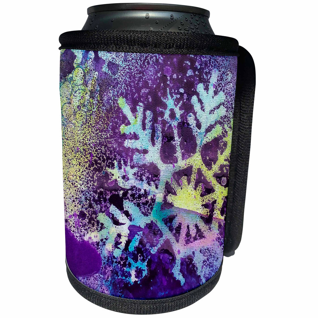 3dRose Cassie Peters Mixed Media - An Abstract Snowflake - Can Cooler Bottle Wrap (cc_245673)