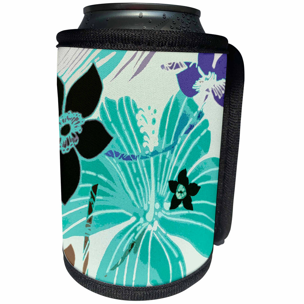 3dRose Florene Abstract Floral - Hibiscus Waltz - Can Cooler Bottle Wrap (cc_24575)