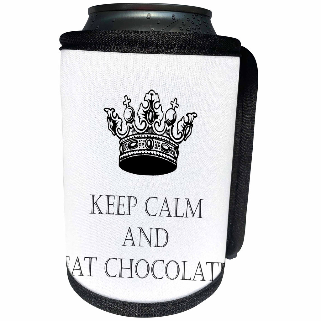 3dRose TNMGraphics Sayings - Keep Calm and Eat Chocolate - Can Cooler Bottle Wrap (cc_245754)