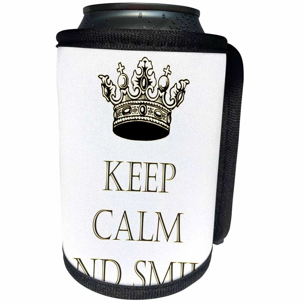 3dRose TNMGraphics Sayings - Keep Calm and Smile - Can Cooler Bottle Wrap (cc_245755)