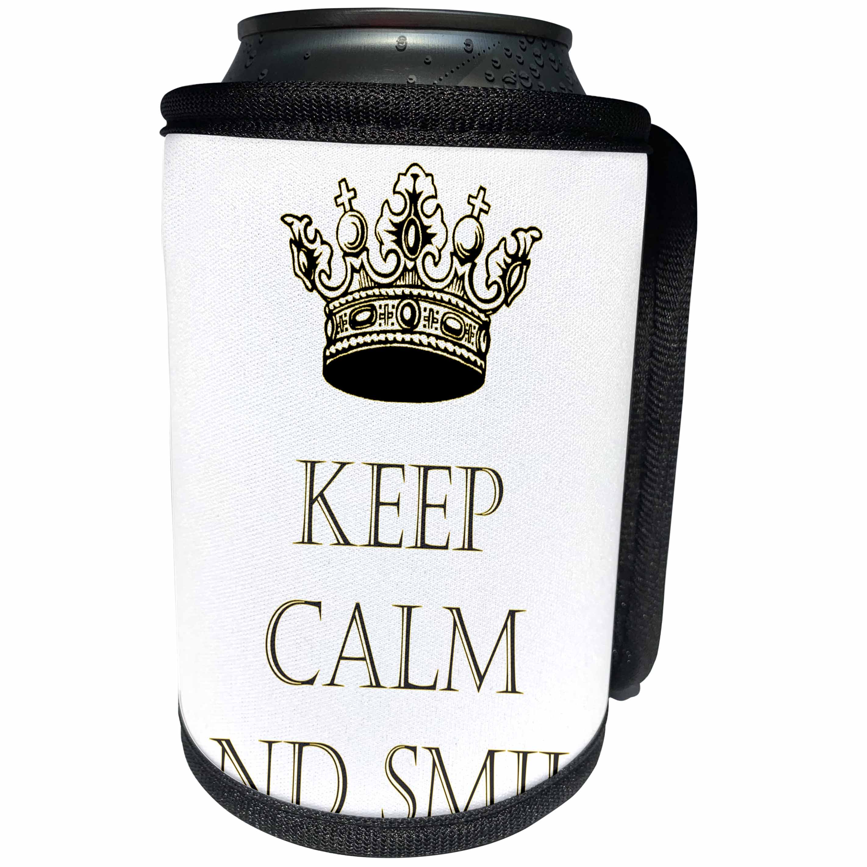 3dRose TNMGraphics Sayings - Keep Calm and Smile - Can Cooler Bottle Wrap (cc_245755)