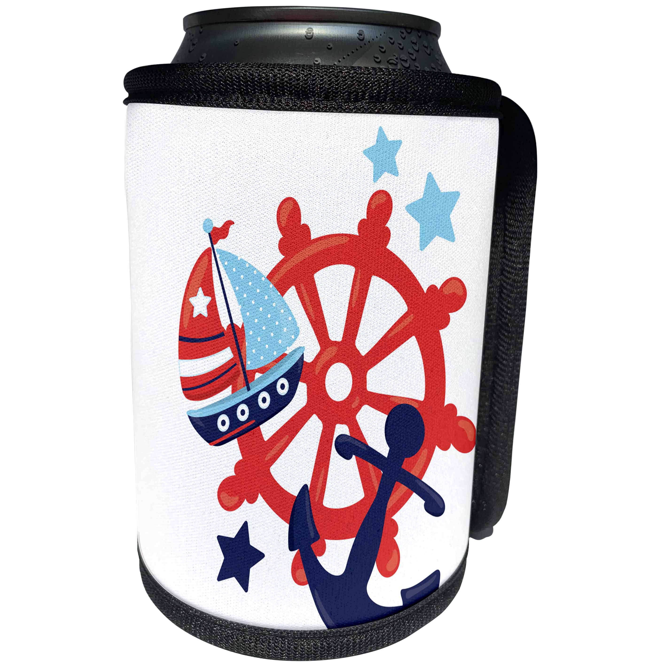 3dRose TNMGraphics Nautical - Red and Blue Nautical Group Image - Can Cooler Bottle Wrap (cc_245763)