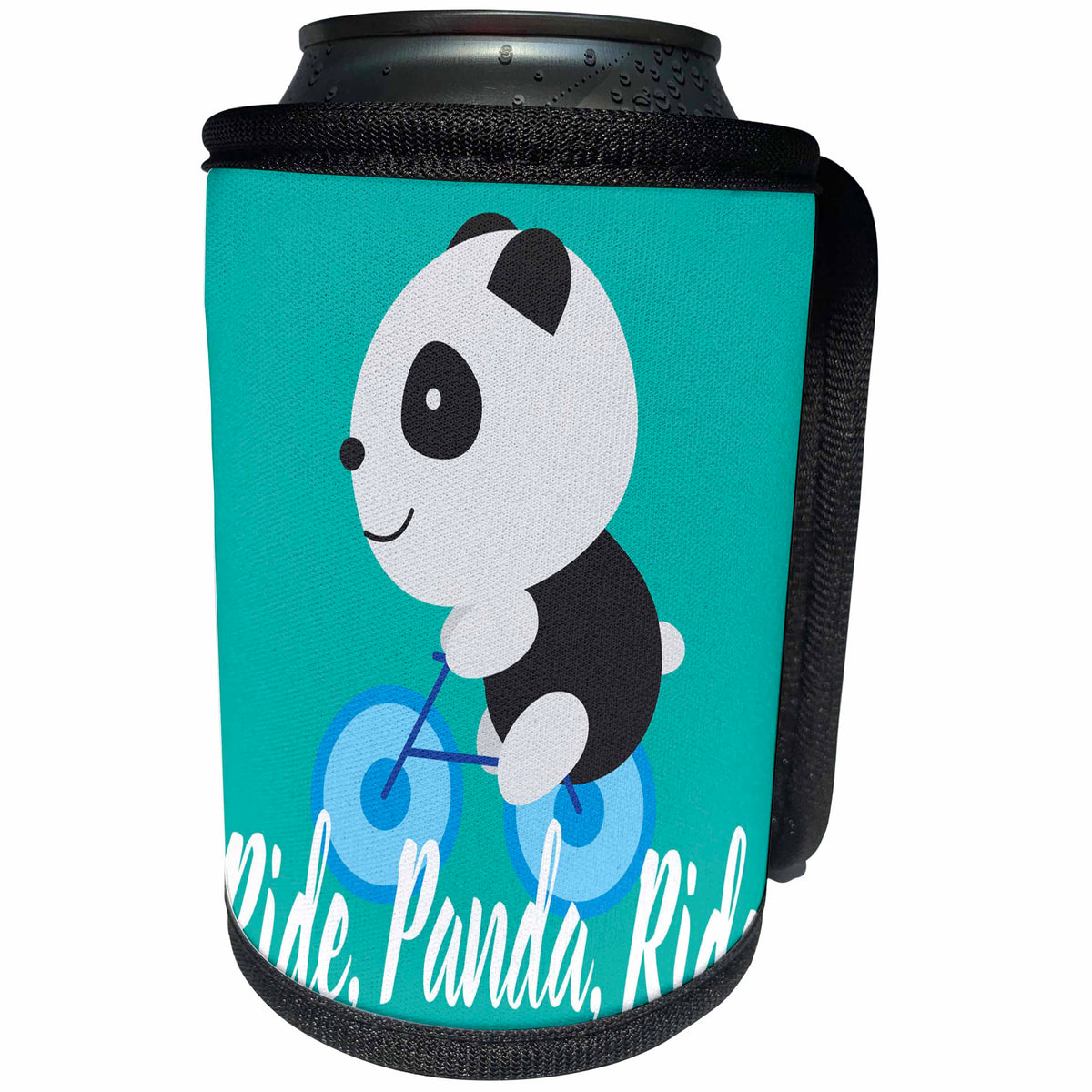 3dRose TNMGraphics Animals - Ride Panda Ride Bike Image - Can Cooler Bottle Wrap (cc_245764)