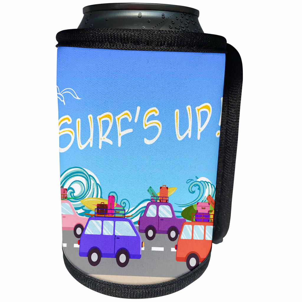 3dRose TNMGraphics Summer - Surfs Up Traffic Jam Image - Can Cooler Bottle Wrap (cc_245765)