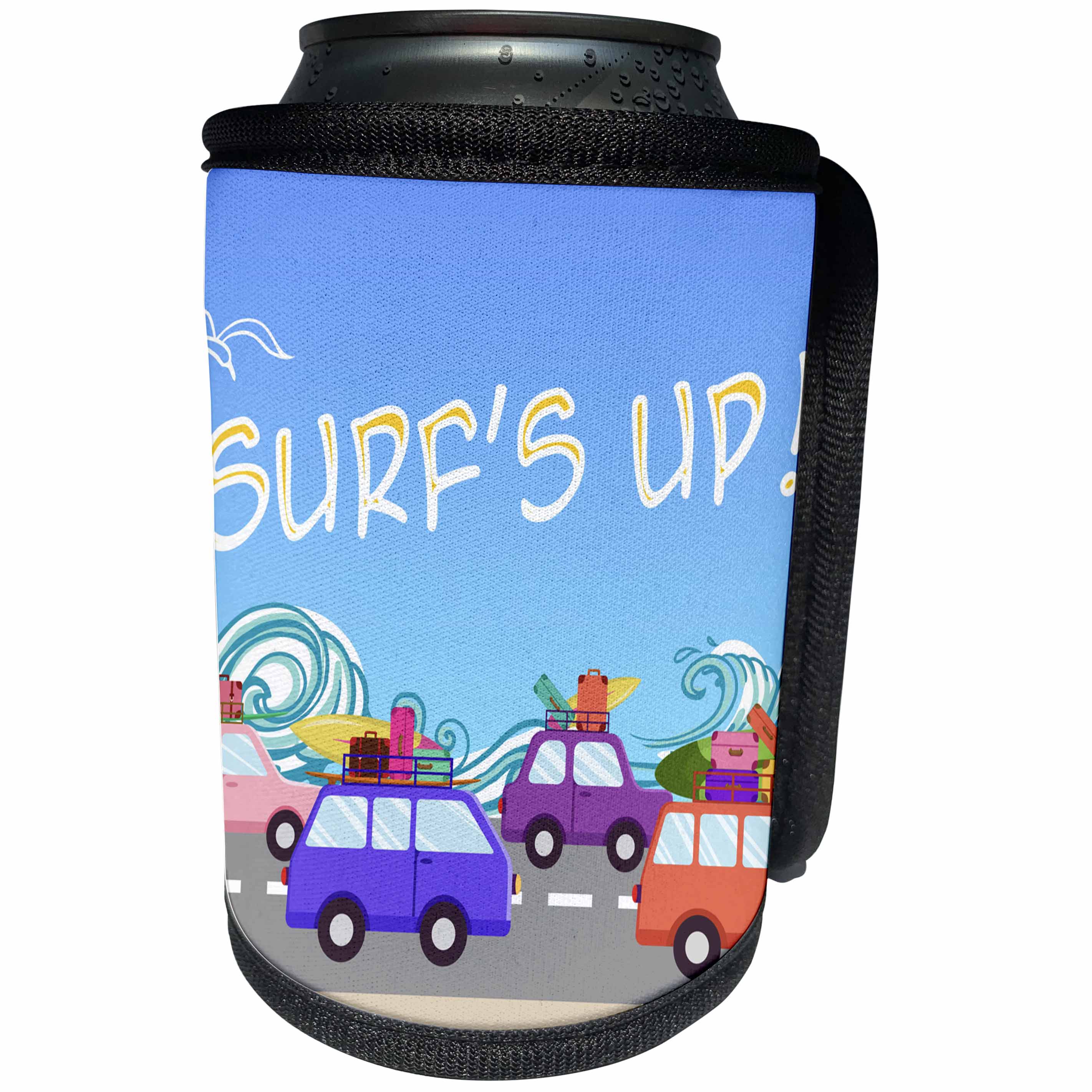 3dRose TNMGraphics Summer - Surfs Up Traffic Jam Image - Can Cooler Bottle Wrap (cc_245765)