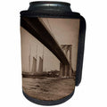 3dRose Scenes from the Past Magic Lantern - Vintage Sepia Tone Brooklyn Bridge Tall Sailing Ship NYC 1880s - Can Cooler Bottle Wrap (cc_246035)