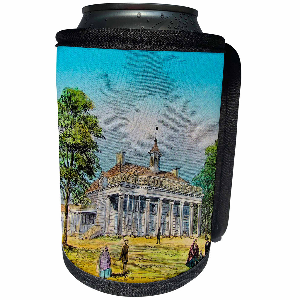 3dRose Scenes from the Past Magic Lantern - George Washingtons Mount Vernon Virginia Home Circa 1890 Vintage - Can Cooler Bottle Wrap (cc_246038)
