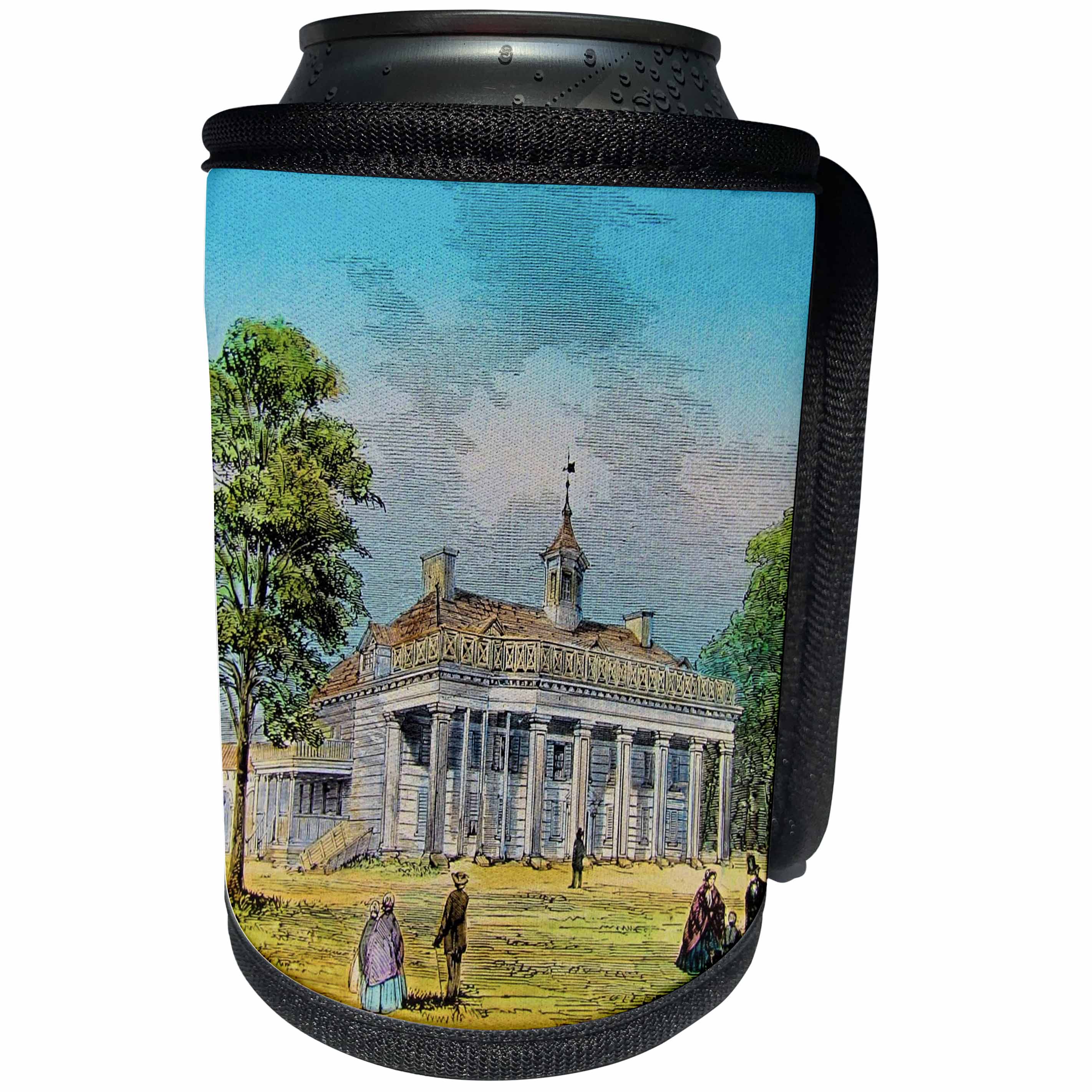 3dRose Scenes from the Past Magic Lantern - George Washingtons Mount Vernon Virginia Home Circa 1890 Vintage - Can Cooler Bottle Wrap (cc_246038)