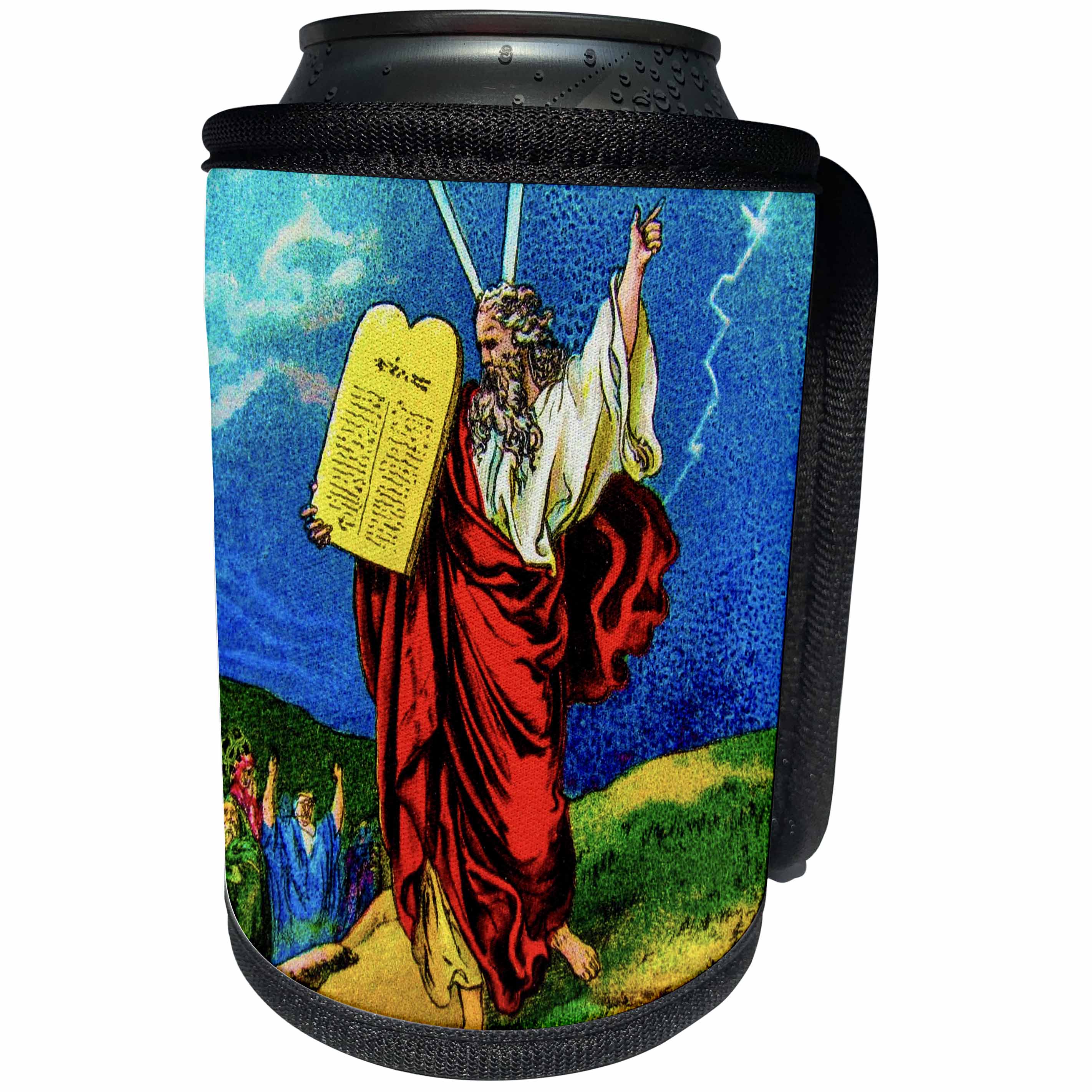 3dRose Scenes from the Past Magic Lantern - Vintage Bible Story Moses Brings Down the Ten Commandments 1891 - Can Cooler Bottle Wrap (cc_246052)