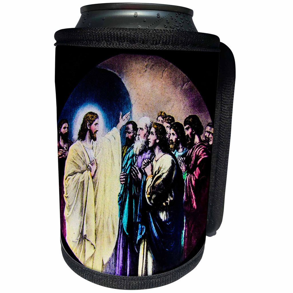 3dRose Scenes from the Past Magic Lantern - Vintage Bible Story Apostolic Commission Jesus Christ New Testament - Can Cooler Bottle Wrap (cc_246055)