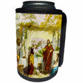 3dRose Scenes from the Past Magic Lantern - Vintage Bible Story Jesus Visits Martha and Mary Book of Luke - Can Cooler Bottle Wrap (cc_246056)
