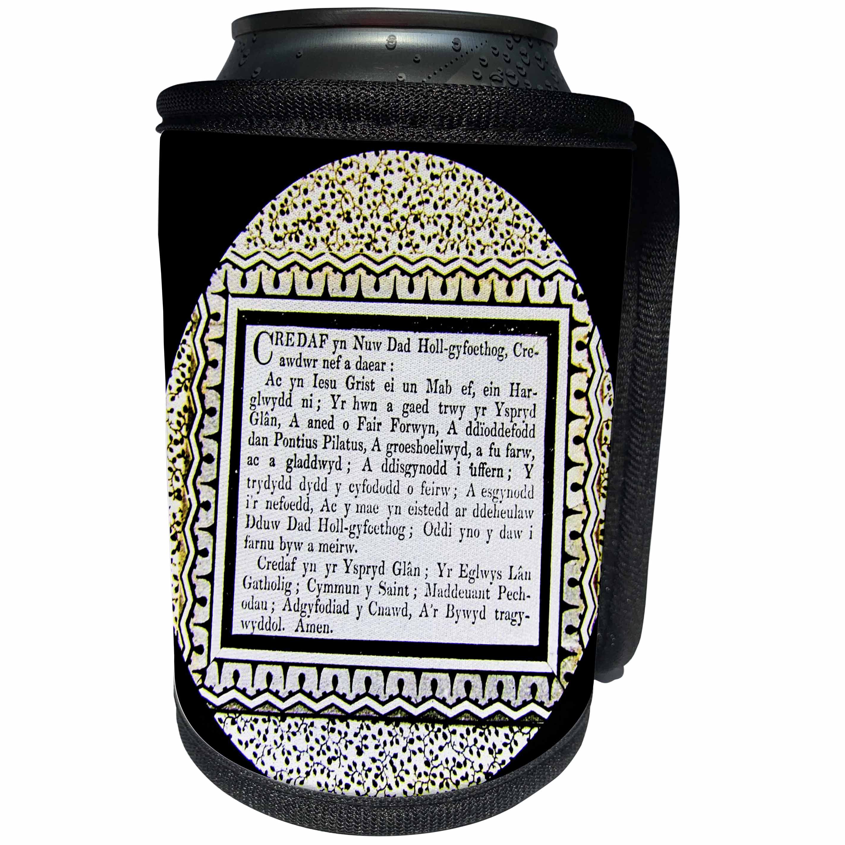 3dRose Scenes from the Past Magic Lantern - Vintage Welsh Evening Prayer The Lords Prayer Magic Lantern 1890 - Can Cooler Bottle Wrap (cc_246064)