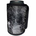 3dRose Scenes from the Past Magic Lantern - Edwardian Lady Waiting in the Woods Vintage 1910 - Can Cooler Bottle Wrap (cc_246076)
