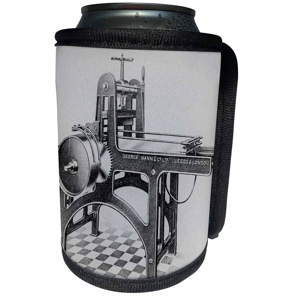 3dRose Scenes from the Past Magic Lantern - Edwardian Industrial Printing Press Process No. 1 1910 Vintage - Can Cooler Bottle Wrap (cc_246090)