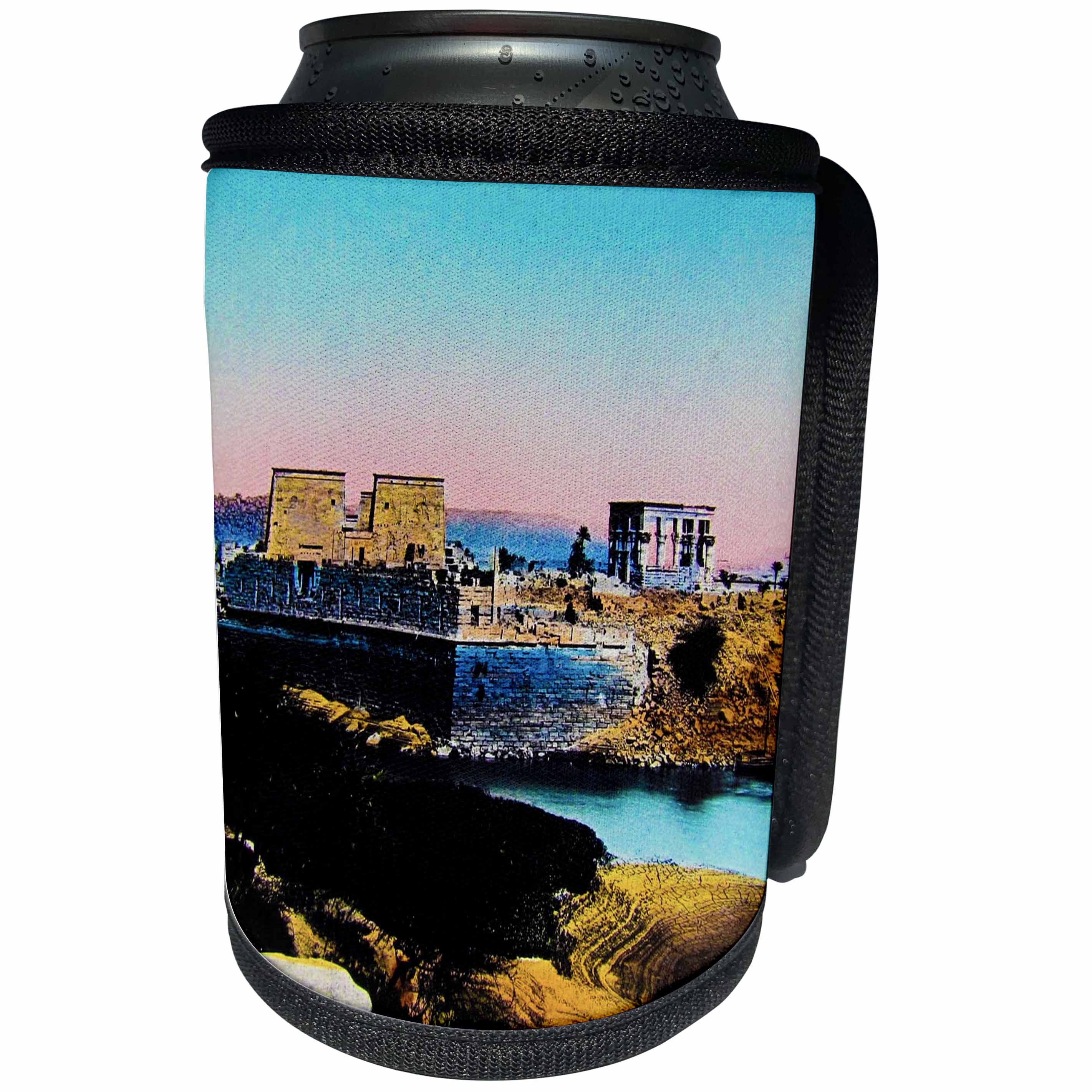 3dRose Scenes from the Past Magic Lantern - Ancient Egypt 1890 Temple of Isis at Philae Aswan Egyptian - Can Cooler Bottle Wrap (cc_246105)