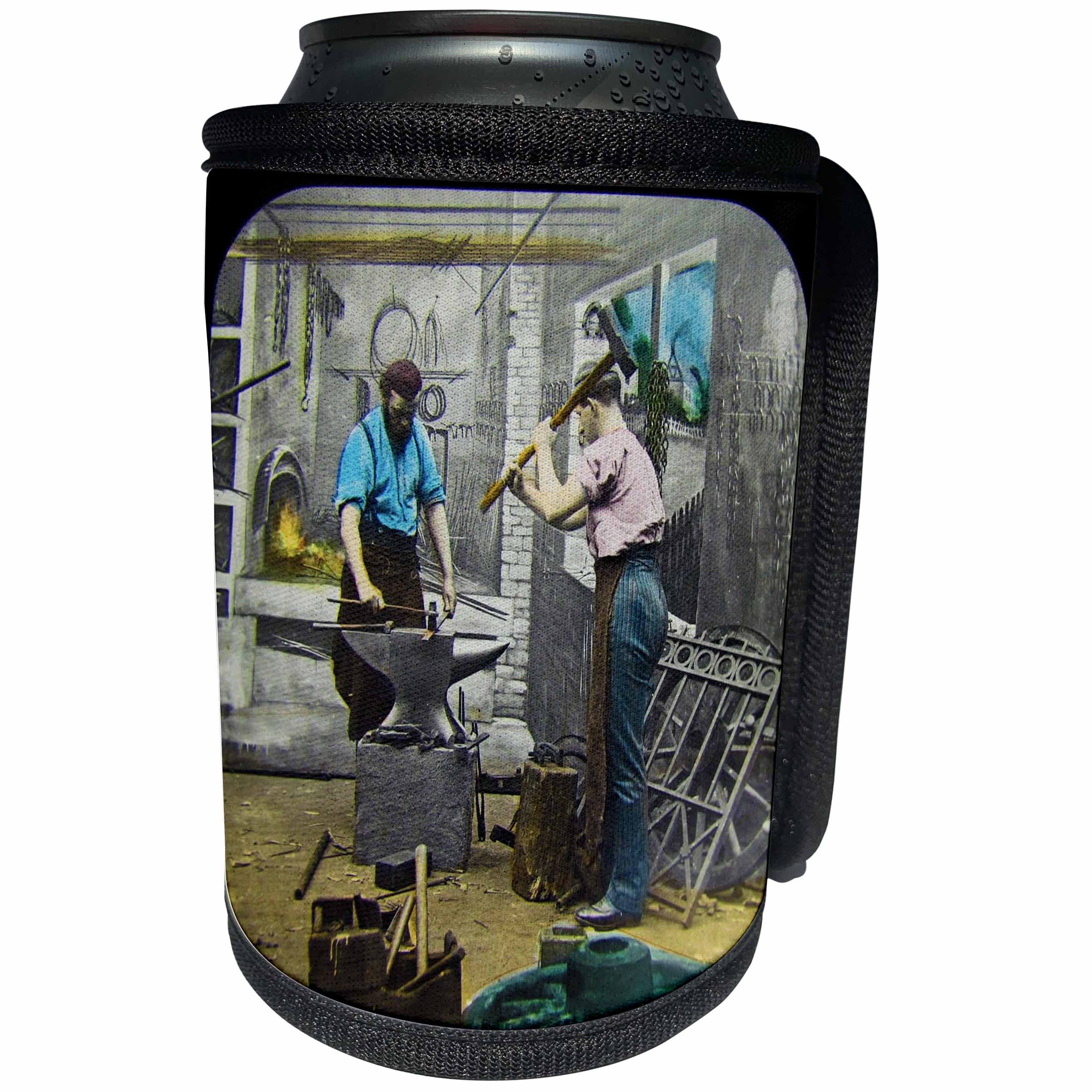 3dRose Scenes from the Past Magic Lantern - Victorian Tale The Village Blacksmith No, 9 Vintage 1890s - Can Cooler Bottle Wrap (cc_246155)