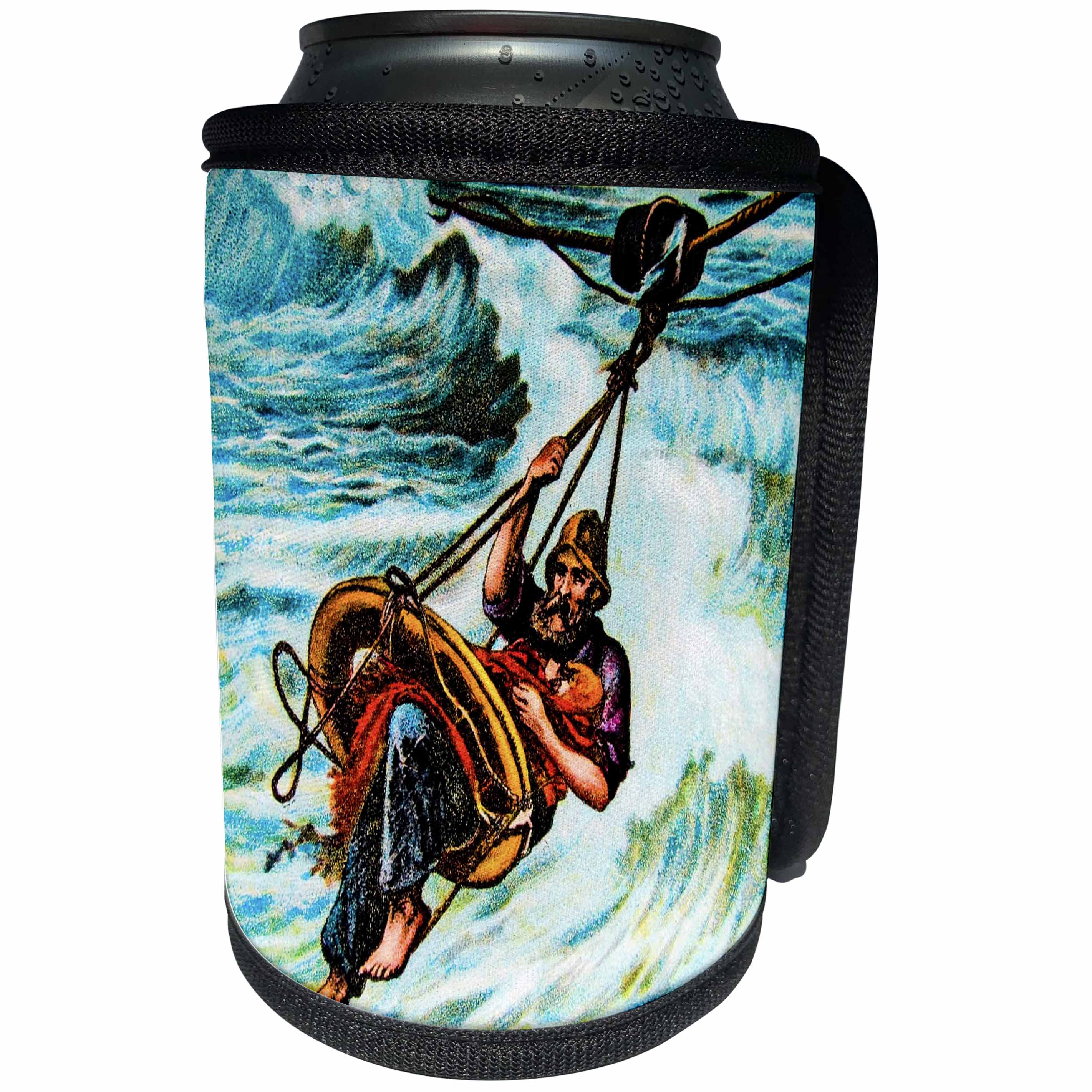3dRose Scenes from the Past Magic Lantern - Victorian Era Rescue at Sea Vintage Lifeboat Men 1880s - Can Cooler Bottle Wrap (cc_246171)