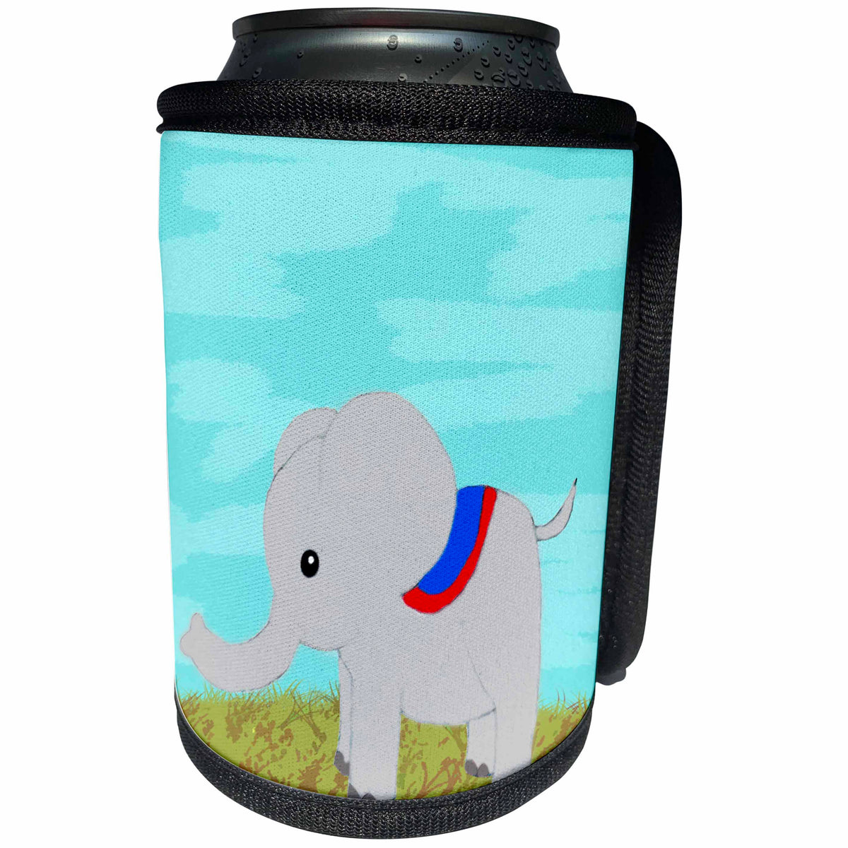 3dRose Janna Salak Designs Jungle Animals - Cute Painted Baby Elephant - Can Cooler Bottle Wrap (cc_24619)