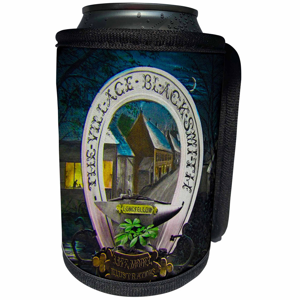 3dRose Scenes from the Past Magic Lantern - Victorian Tale The Village Blacksmith No. 1 Vintage Magic Lantern - Can Cooler Bottle Wrap (cc_246210)