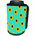 3dRose Janna Salak Designs Prints and Patterns - Simply Sunflowers Print Aqua Blue Background - Can Cooler Bottle Wrap (cc_24640)