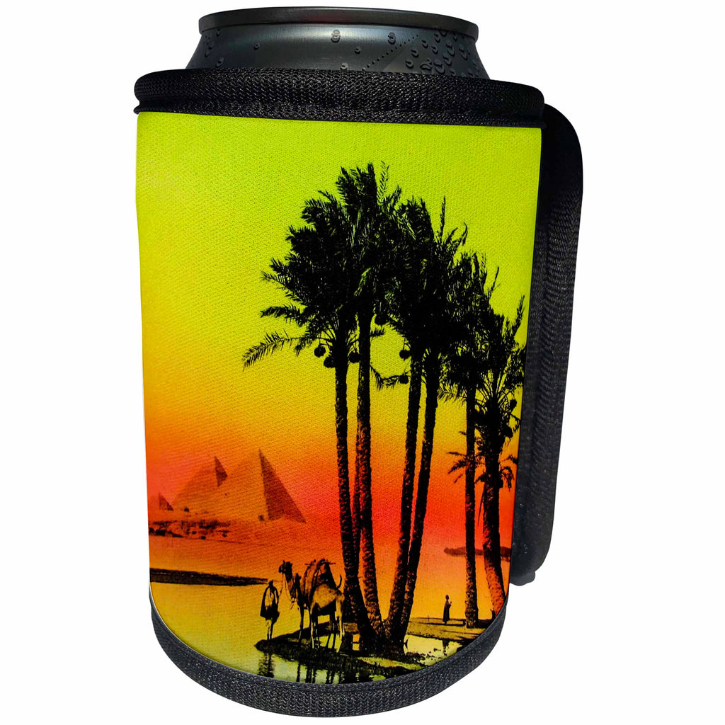 3dRose Scenes from the Past Magic Lantern - Vintage On the Road to the Great Pyramids Egyptian Archeology - Can Cooler Bottle Wrap (cc_246405)