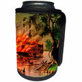 3dRose Scenes from the Past Magic Lantern - Vintage Burning Paddle Steamer on Mississippi River Magic Lantern - Can Cooler Bottle Wrap (cc_246418)
