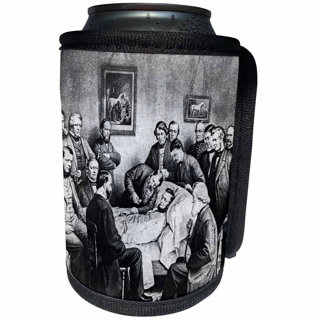 3dRose Scenes from the Past Magic Lantern - Vintage American Civil War Abraham Lincoln Deathbed - Can Cooler Bottle Wrap (cc_246422)