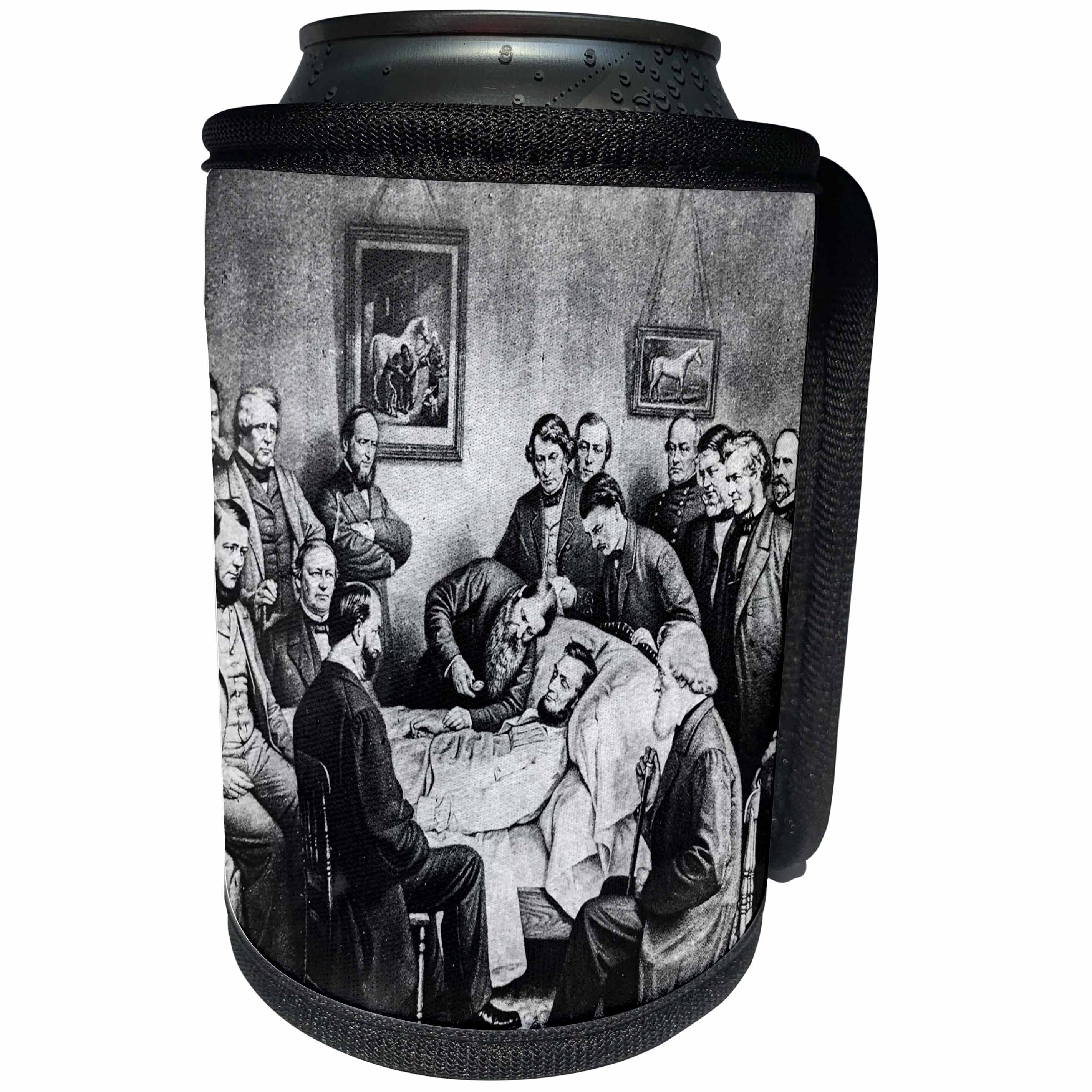 3dRose Scenes from the Past Magic Lantern - Vintage American Civil War Abraham Lincoln Deathbed - Can Cooler Bottle Wrap (cc_246422)