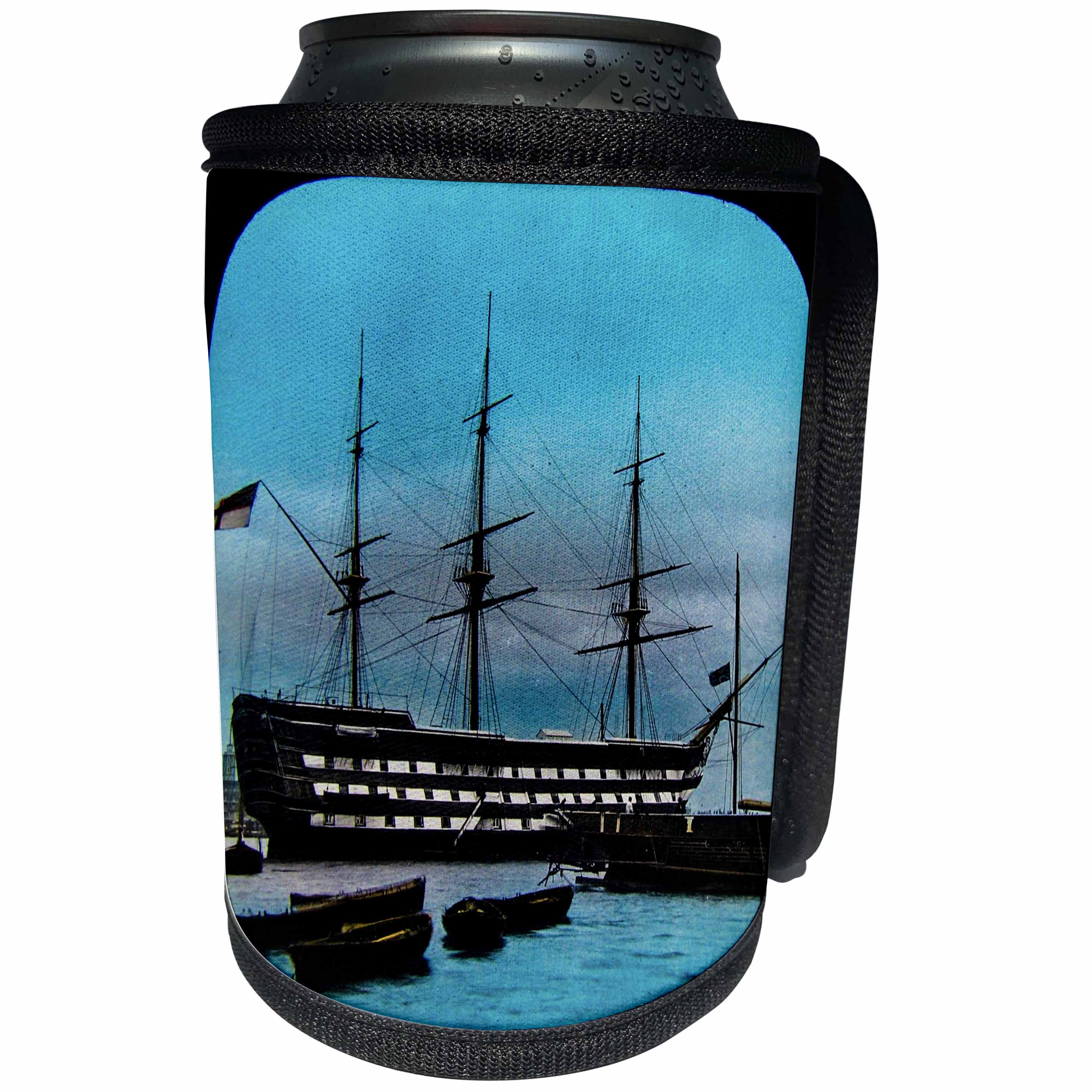 3dRose Scenes from the Past Magic Lantern - Vintage British Battleship HMS Victory Circa 1900 Magic Lantern Slide - Can Cooler Bottle Wrap (cc_246424)