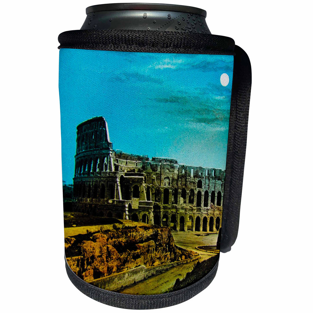3dRose Scenes from the Past Magic Lantern - Vintage Roman Colosseum at Night Rome Italy Circa 1900 Magic Lantern - Can Cooler Bottle Wrap (cc_246425)