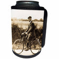 3dRose Scenes from the Past Magic Lantern - Edwardian English Gentleman Riding a Bicycle in the Countryside 1910 - Can Cooler Bottle Wrap (cc_246429)